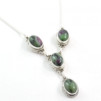 925 natural gemstone ruby zoisite necklace